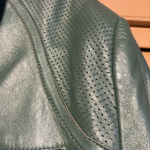 TERRY LEWIS CLASSIC LUXURIES AQUA LEATHER JACKET - Picture 4 of 7